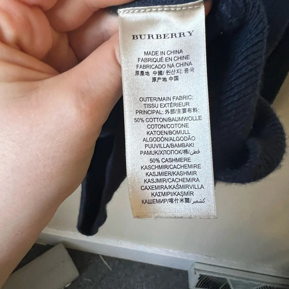 Burberry Cashmere Wool Navy Quarter Zip Sweater - Picture 7 of 8